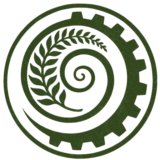 Ty Brethyn Logo, a leaf wrapped in a green swirl.